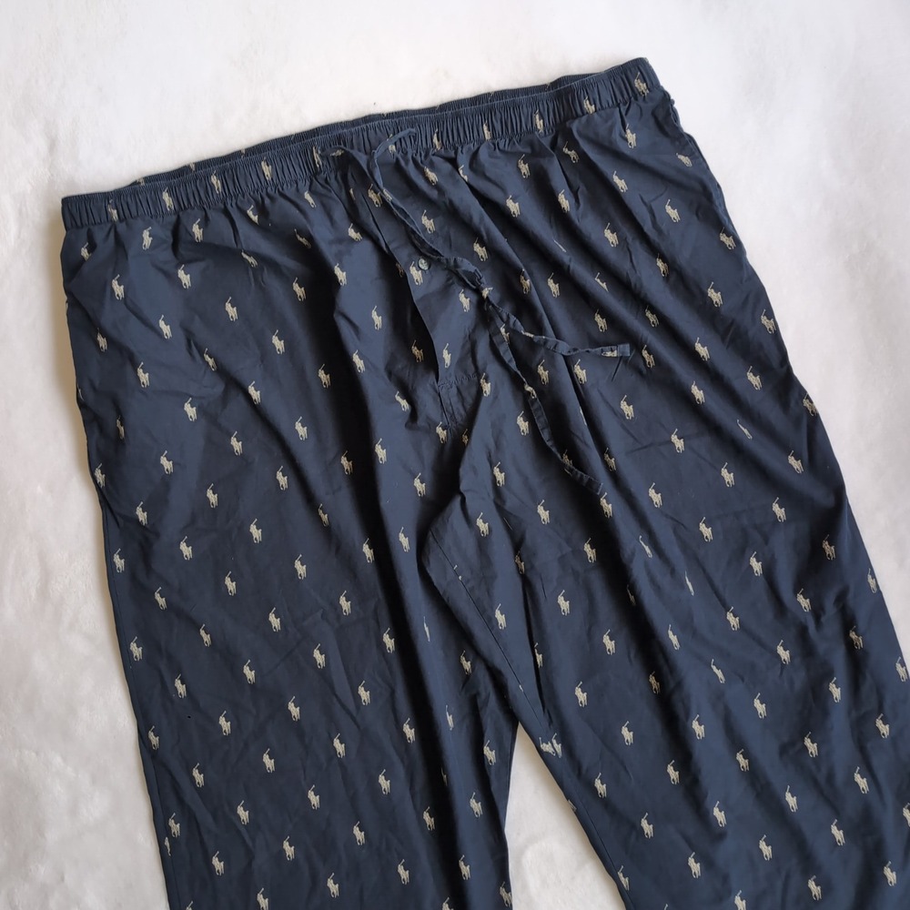 Polo Ralph Lauren Pajama Pants Mens 3XL Navy Blue All Over Pony Print Loungewear